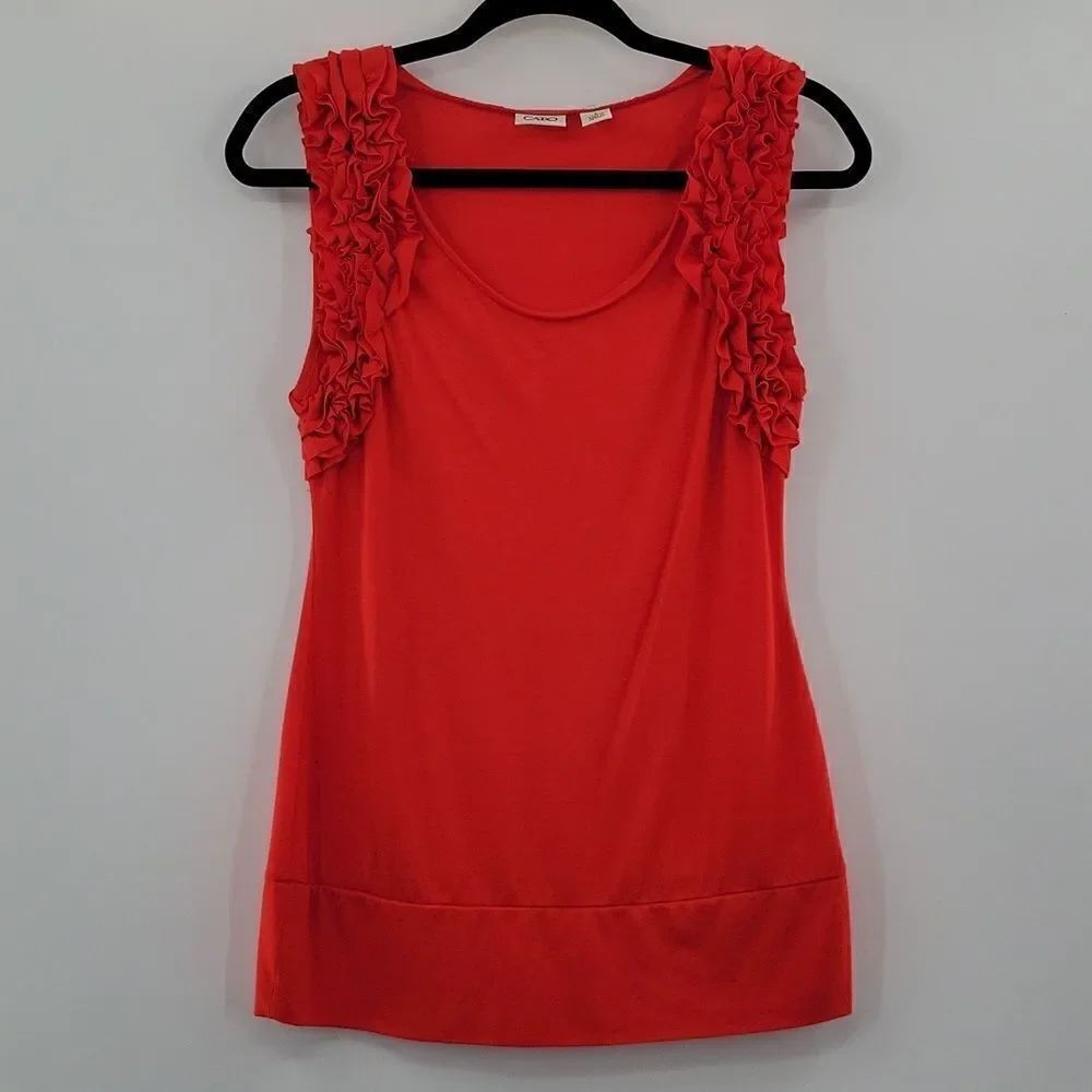 3 For$20 Cato Orange Red  w/ruffled sleeveless  top size S